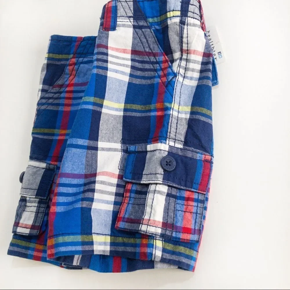 NWT Healthtex Plaid Cargo Shorts Sz 24M